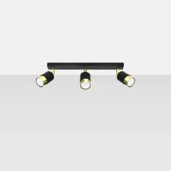 New MyMobel Sollux Lámpara de techo NERO 3 negro/dorado
