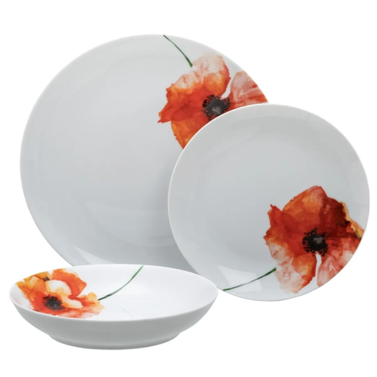Discount MyMobel Vajilla 18 piezas amapola porcelana 1 cm
