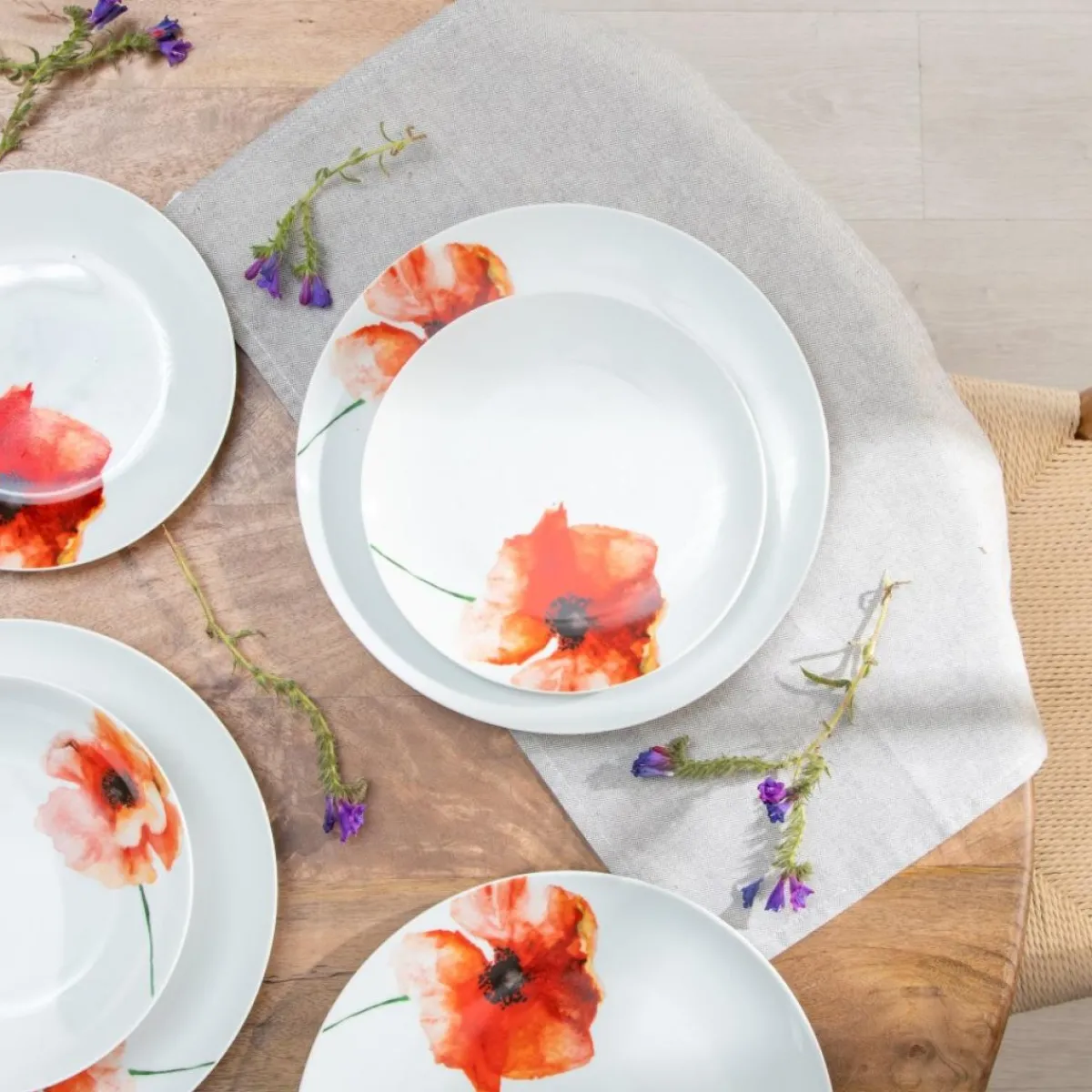 Discount MyMobel Vajilla 18 piezas amapola porcelana 1 cm